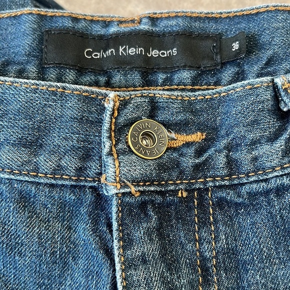 CALVIN KLEIN Mens Relaxed Fit Straight Leg Dark wash Denim Blue Jeans Size 36 - Picture 5 of 7